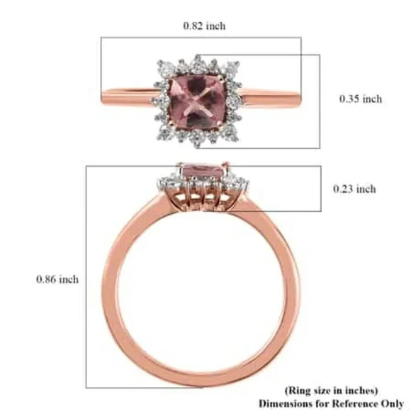 Natural Red Rose Apatite & Genuine Moissanite Halo Ring. - Picture 5 of 5